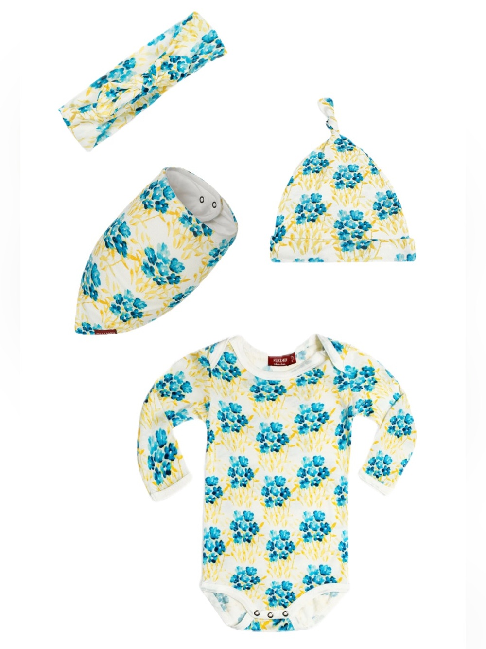 Milkbarn Sky Floral Bamboo Matching Set of 4 6-12M NWT